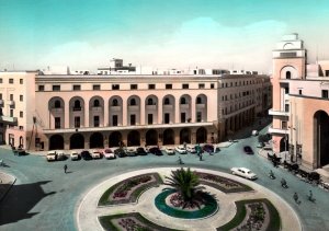 VINTAGE CONTINENTAL SIZE POSTCARD COLORIZED REAL PHOTO CATHEDRAL SQUARE TRIPOLI