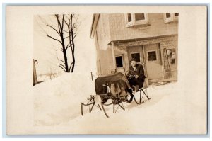 1918 Motorized Sled Inventor Vehicle Baltimore MD RPPC Photo Unposted Postcard