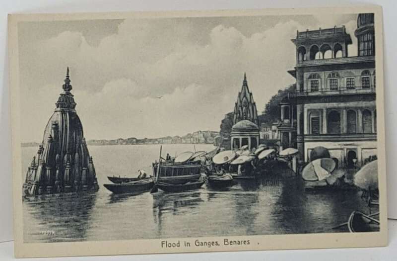 Flood Ganges Benares Vintage Postcard