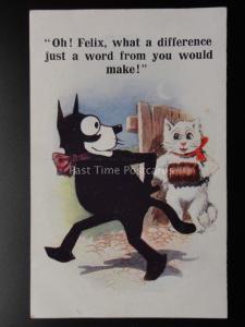 Felix the Cat & White Cat: OH FELIX WHAT A DIFFERENCE JUST A WORD c1924 No.4723