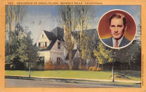 Residence of Errol Flynn Beverly Hills, California USA View Postcard Backing 