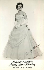 RPPC Postcard; Miss America 1961 Beauty Queen Nancy Anne Fleming in Ballgown