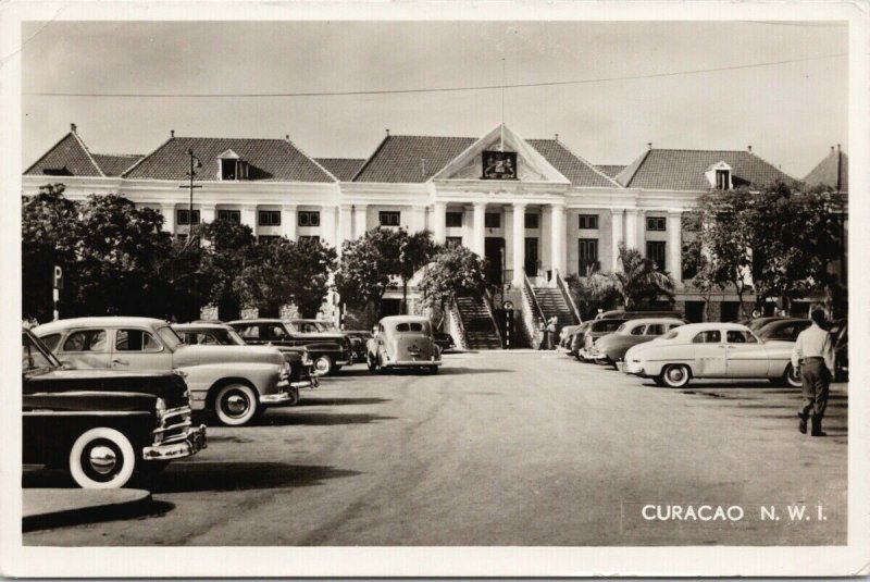 Curacao NWI Municipal Building Boekhandel Salas RPPC Postcard E89