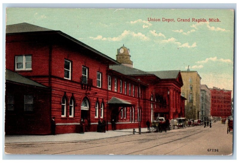 Grand Rapids Michigan Postcard Union Depot Exterior View c1910 Vintage Antique