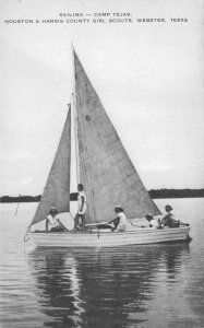 Sailing CAMP TEJAS Webster, TX Girl Scouts Harris County 1950 Vintage Postcard