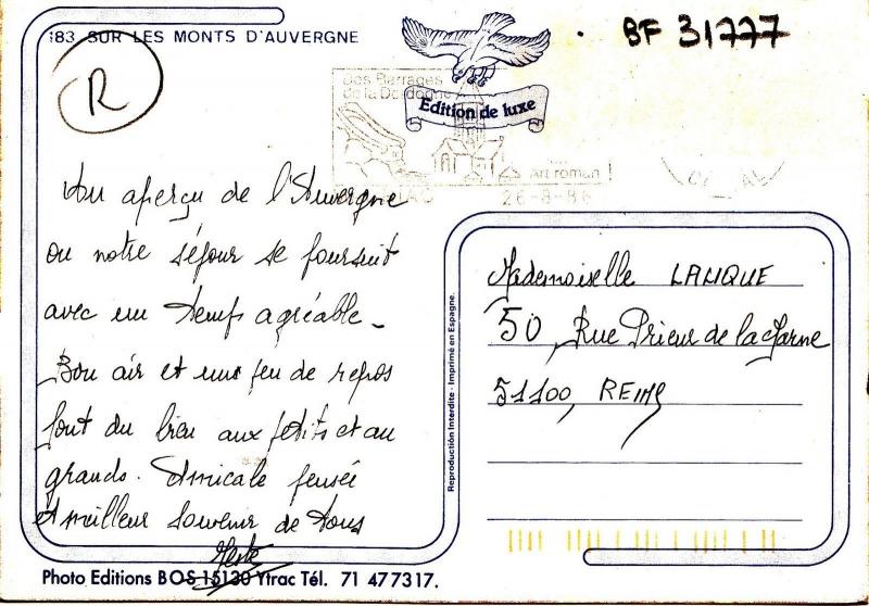 BF31777 sur les monts d auvergne   france front/back image