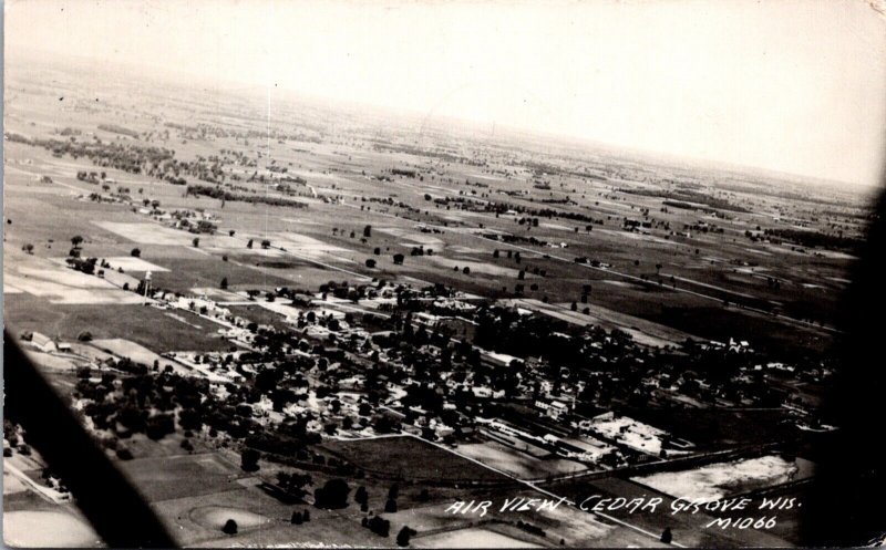 Real Photo Postcard Aerial View of Cedar Grove, Wisconsin 