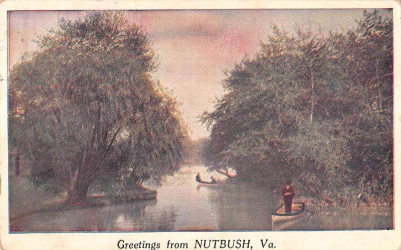 Nutbush Virginia Row Boat Waterfront Greeting Antique Postcard K83598