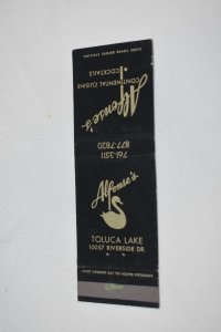 Alfonse's Toluca Lake Swan Map 20 Front Strike Matchbook Cover