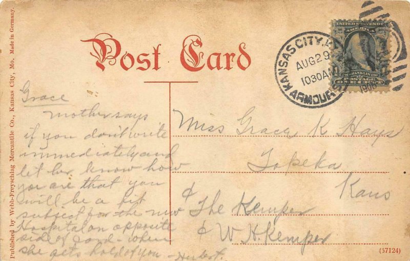 KANSAS CITY, Missouri MO       CITY HOSPITAL      1908 Postcard