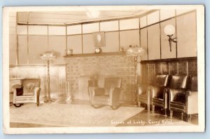 Alaska AK Postcard RPPC Photo Corner Of Lobby Curry Hotel Interior View c1910's