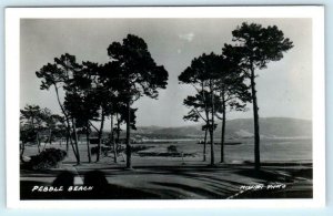 RPPC PEBBLE BEACH, CA ~ Golf Course? OCEAN VIEW c1940s Monterey County Postcard