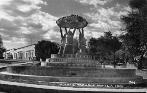 RPPC Fuente Tarascas, Morelia, Mich., Mexico Fountain c1950s Vintage Postcard