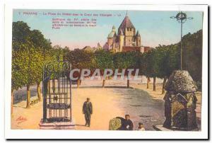 Provins Old Postcard Place du Chatel with the Cross of Changes