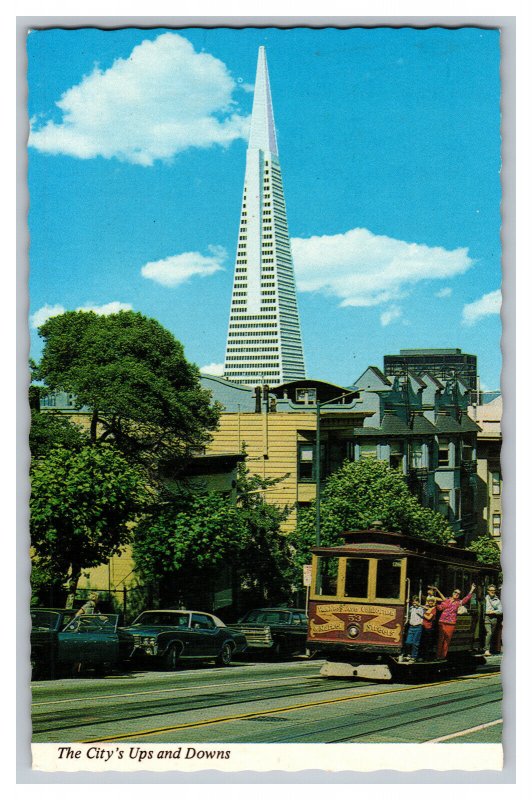 Postcard CA City's Ups Downs San Francisco Cable Car Vintage Standard View Card 
