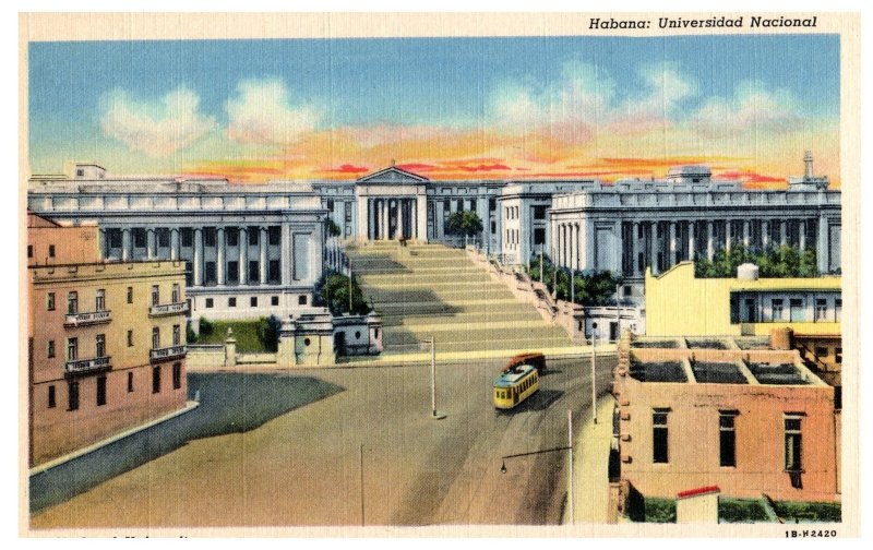 Vintage Havana University Cuba Postcard National Universidad Scenic View