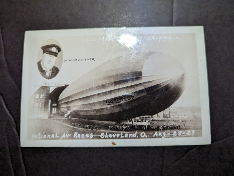 Mint RPPC LZ 127 Graf Zeppelin Postcard National Air Race Dr Hugo Eckener