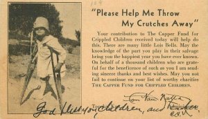 1931 Crippled Children Charity Advertising undivided Postcard 22-2087