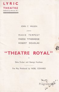 Theatre Royal Marie Tempest London Programme