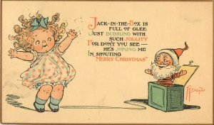 1913 GG Drayton Christmas Postcard #34, Jack in the Box Full of Glee, AM Davis