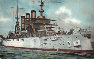 US BATTLESHIP Ship Rhode Island c1910 Postcard