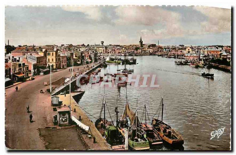 Old Postcard Les Sables d'Olonne Vendee Port Fishing Boat