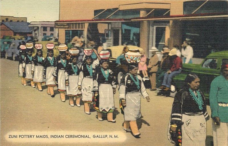 Zuni Indian Maids Indian Ceremonial, Gallup, NM Linen Postcard