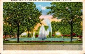 Missouri Kansas City Fountain In Meyer Circle 63rd and Ward Parkway 1949