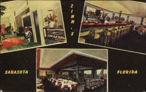 Sarasota Florida FL Zinn's Restaurant Multi-View Vintage Postcard