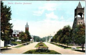 PEORIA, IL Illinois    HAMILTON BOULEVARD Street Scene   c1910s   Postcard