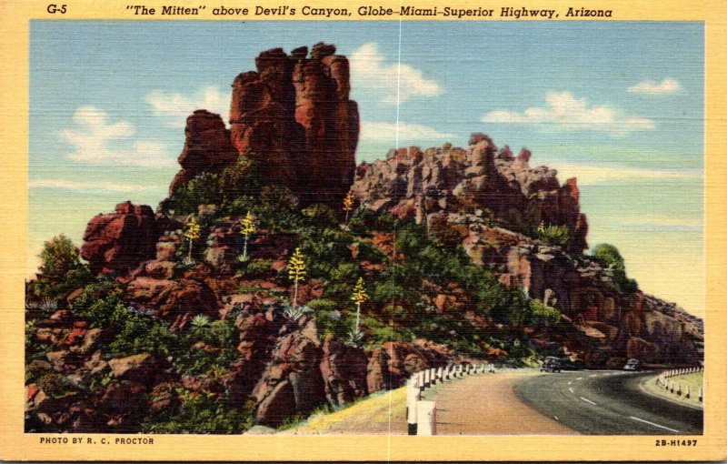 Arizona Globe-Miami-Superior Highway The Mitten Above Devil'...