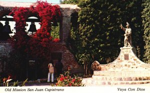 Vintage Postcard San Juan Capistrano Vaya Con Dios Mission Courtyard California