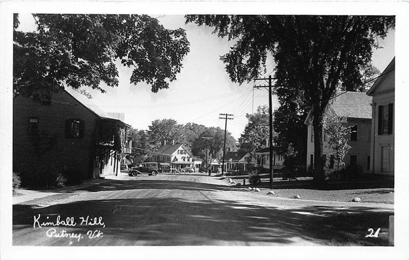 Putney VT Kimball Hill Street View Storefronts RPPC Postcard