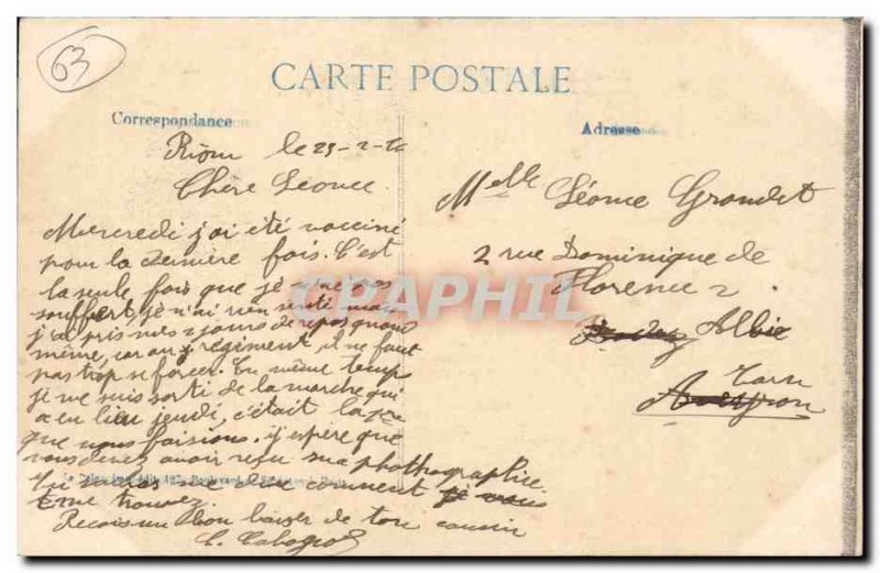 Old Postcard Auvergne Riom Ramp Layat