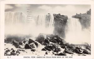 New York NY Real Photo RPPC NIAGARA FALLS Postcard 1940s MAID MIST Walkway 17