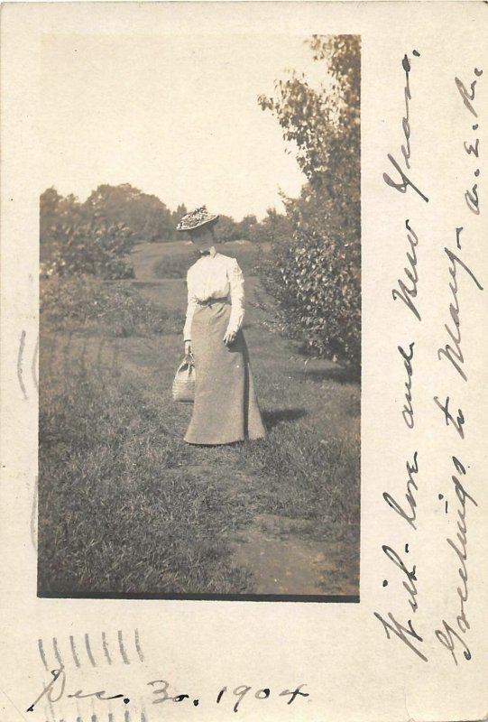 F55/ Rochester New York RPPC Postcard 1904 Well-Dressed Woman 