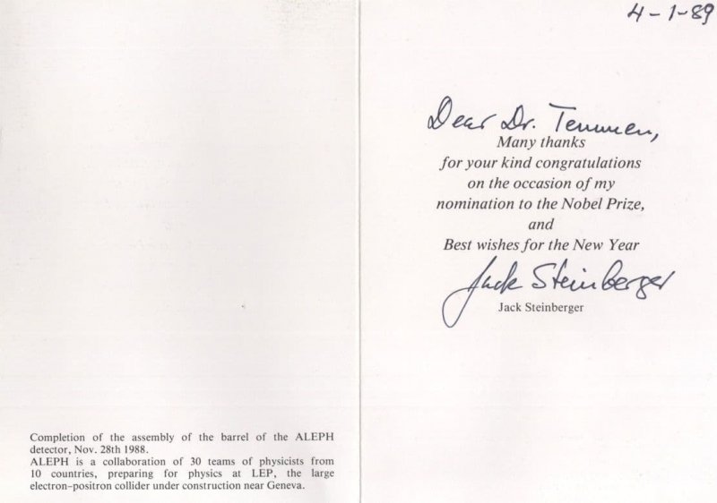 Jack Steinberger USA German Physicist Nobel Prize Winner Hand Signed Photo