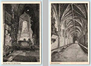 2 Tuck Postcards WESTMINSTER ABBEY, England UK ~ North Transept, South Cloister