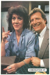 British soap opera actors Granada Television postcard Mike and Alma Baldwin