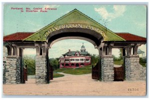 c1910 Casino Entrance to Riverton Park, Portland Maine ME Posted Postcard 