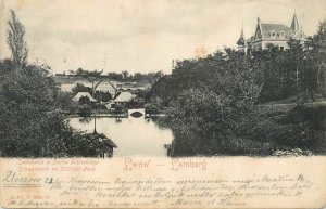 Ukraine Lviv Swan pond in Kilinski Park 1900