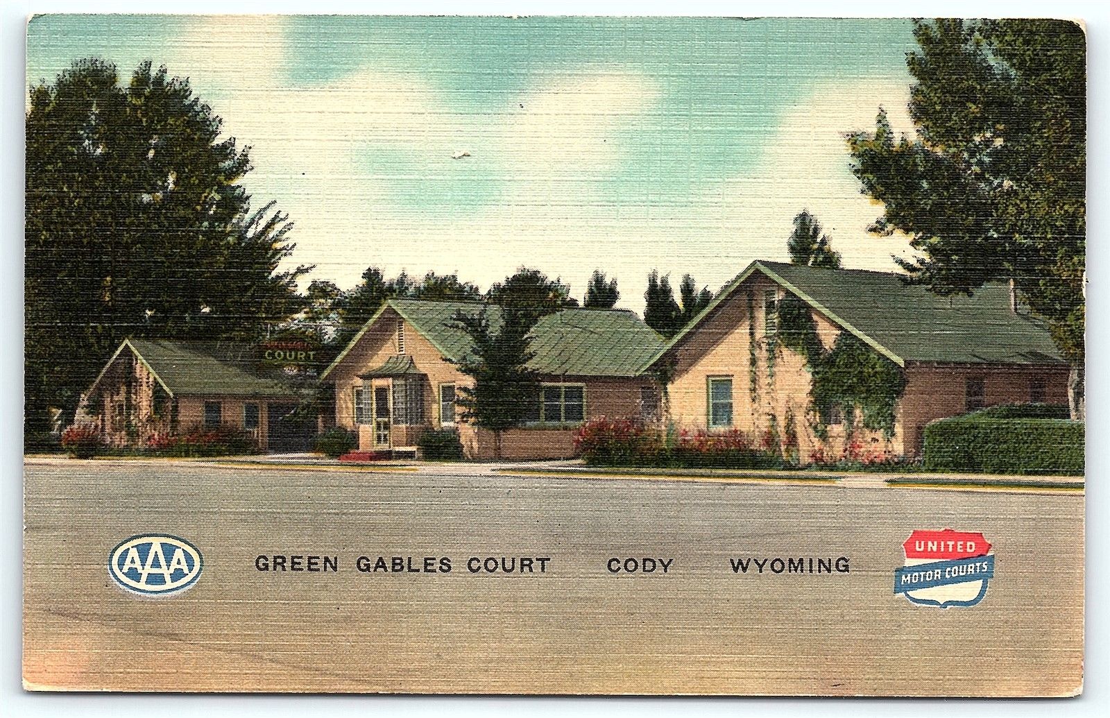 Postcard Wy Cody Green Gables Court Hotel Motel Cabins Near