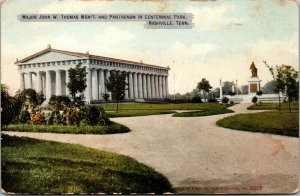 Vtg 1910s Parthemon & John Thomas Monument Centennial Park Nashville TN Postcard