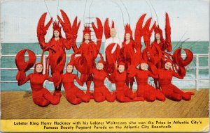 Atlantic City NJ Hackney's Restaurant Lobster King & Waitresses Postcard F83