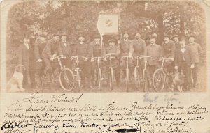 TEMPELHOF GERMANY 1898 PMK~GROUP OF BICYCLE RIDERS~PHOTO FAHHRAD VELO POSTCARD