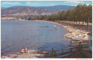 Sand and waterat the Southern end of Okanagan Lake Beach at Penticton, Britis...