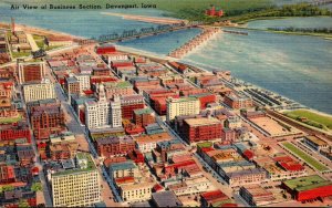 Iowa Davenport Aerial View Of Business Section