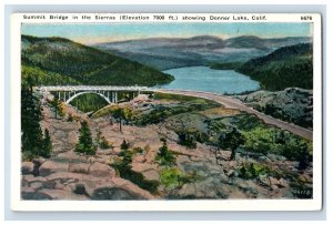 C. 1915-20's Summit Bridge Donner Lake Sierras California Vintage Postcard F147