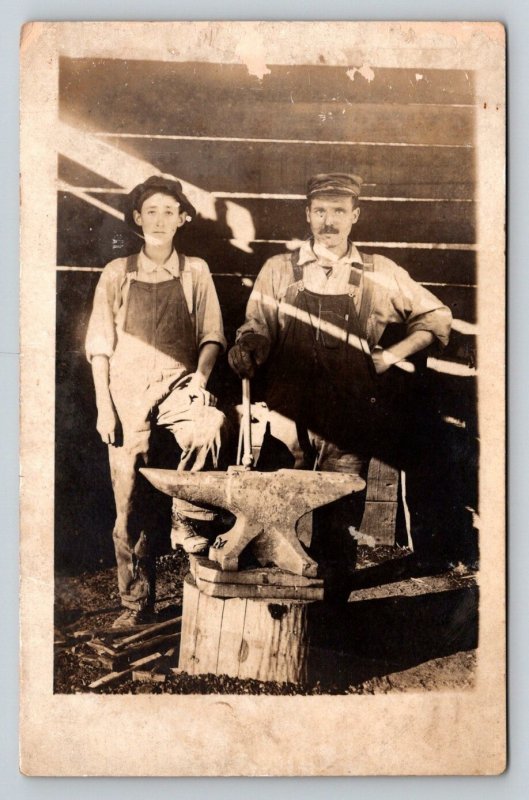 RPPC   Blacksmith with Anvil and Hammer   Postcard
