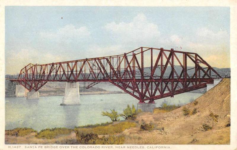 Needles California Santa Fe Bridge Detroit Pub Antique Postcard K64376